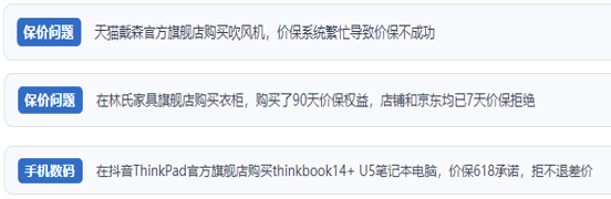 用戶反映“618”大促期間平臺/商家“價?！辈粌冬F(xiàn)亂象多發(fā)問題。（“人民投訴”平臺截圖）